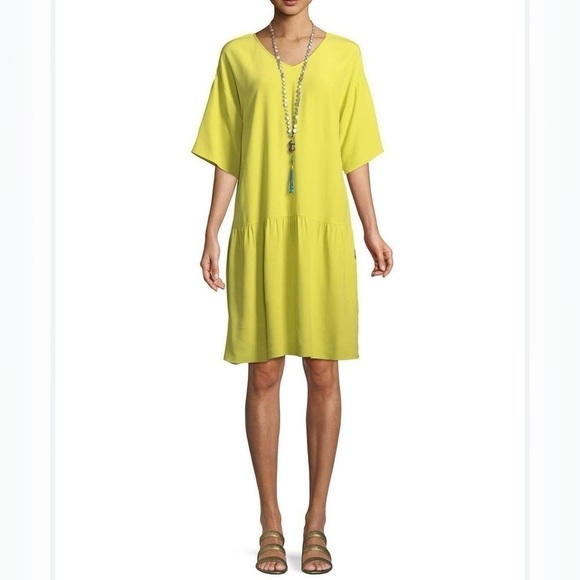 Eileen Fisher Viscose-Crepe Drop-Waist Dress - size M - Picture 1 of 7